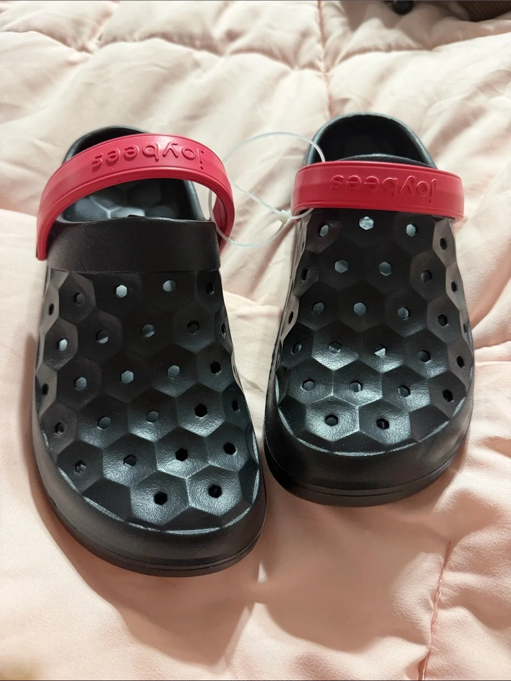 Joybees Kids' Black Clogs with Red Heel Strap